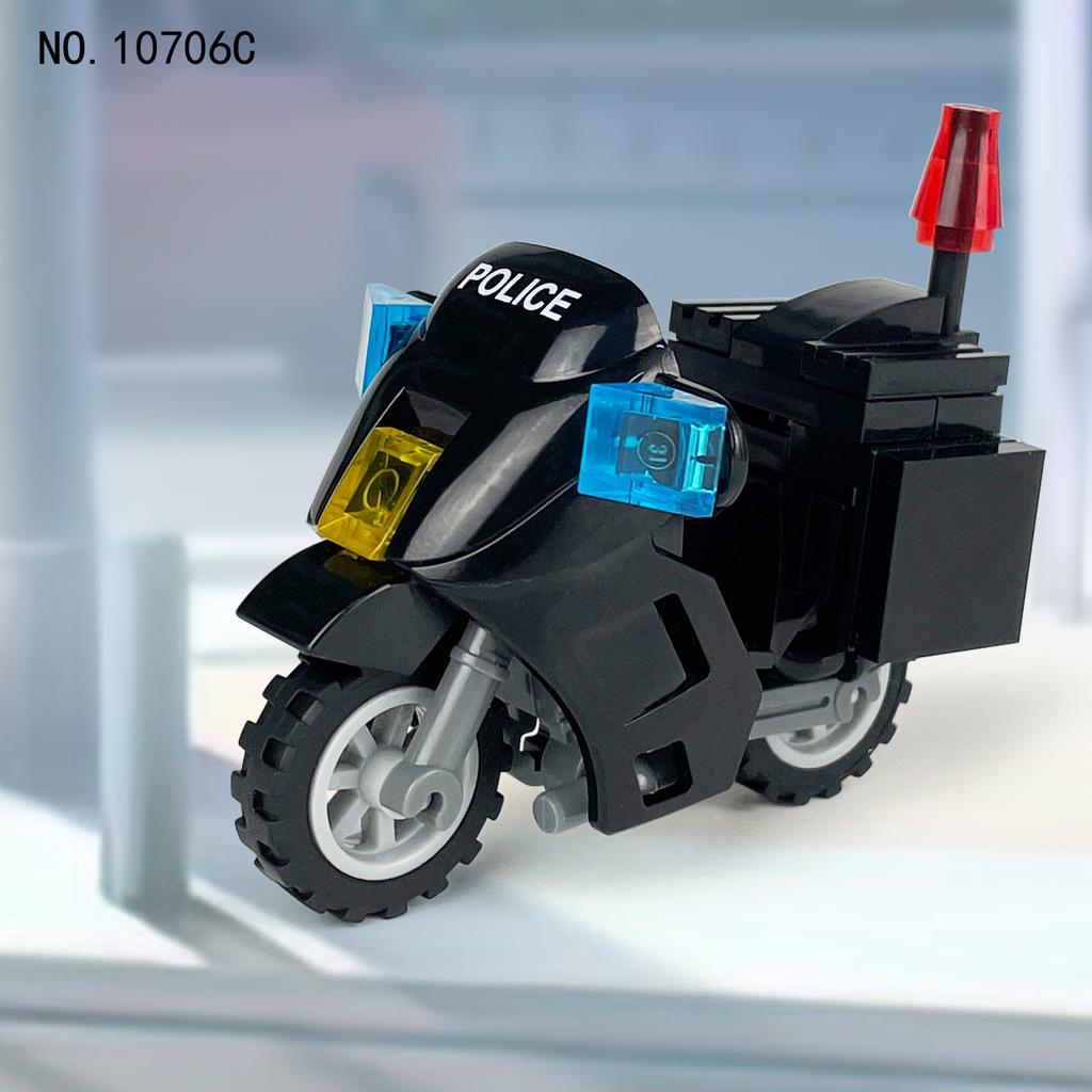 Cavalry Security Motorcycle 10706C Small Particle Patrol Car Children'S Assembled Building Block Toy