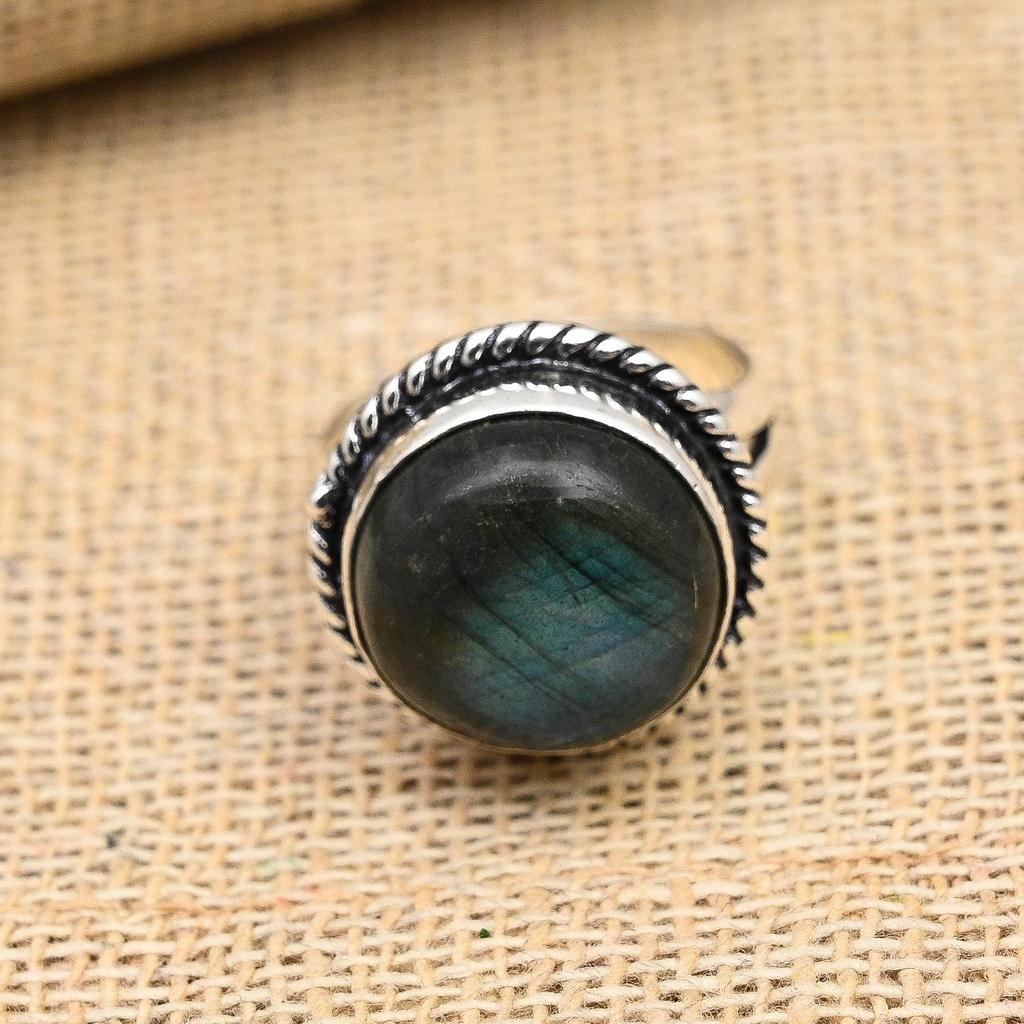 Labradorite Gemstone Handmade Solid 925 Sterling Silver Ring Jewelry