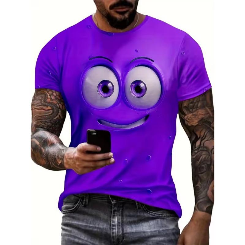 Men's Eye Pattern Printed T-shirt Casual Short-sleeved Round Neck 3D T-shirt Men's Summer Outdoor Clothing