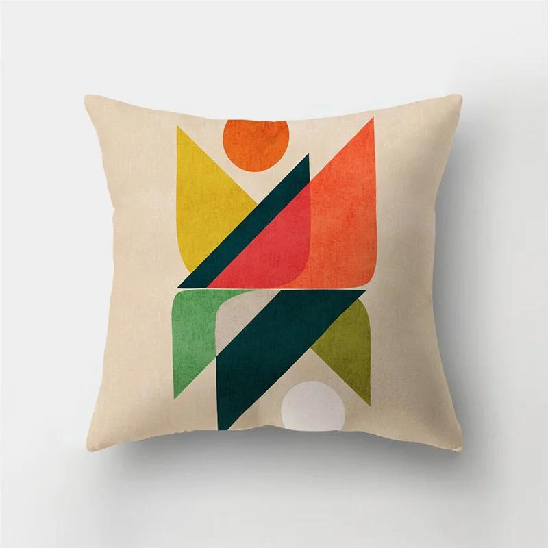 45x45cm Rainbow Geometric Sunset Pillow Cover Abstract Patchwork Stripe Cushion  Sofa Office   Home Decor
