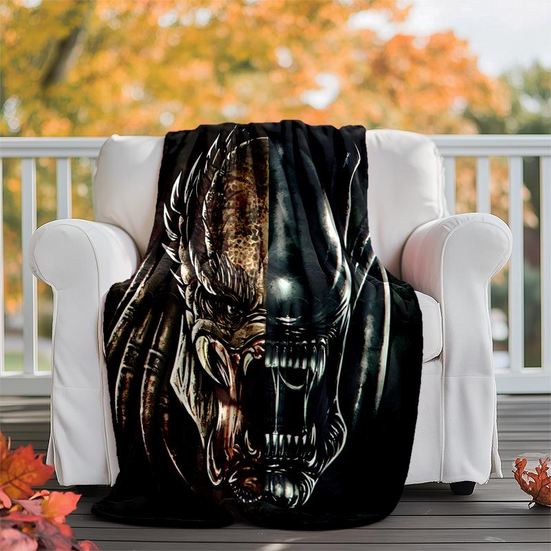 Alien Flannel Blanket Soft Warm All-Season Throw, Design for Camping, Car Travel, Hiking Sofa, Bed, Office Perfect Gift for Parties