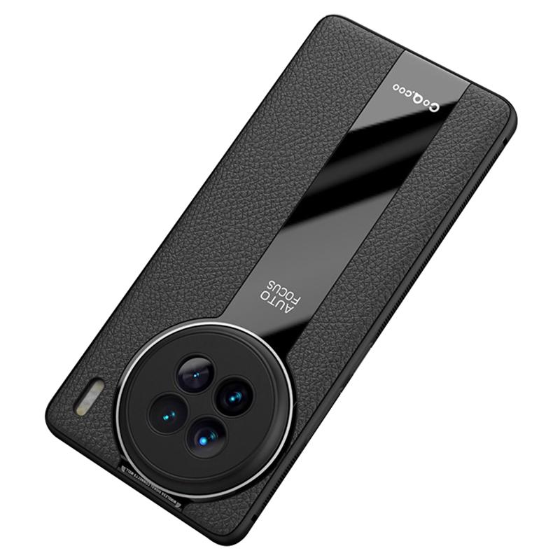 

Q.COO For vivo X90 5G Cell Phone Case Drop-proof PU Leather+TPU+Acrylic Shell Black