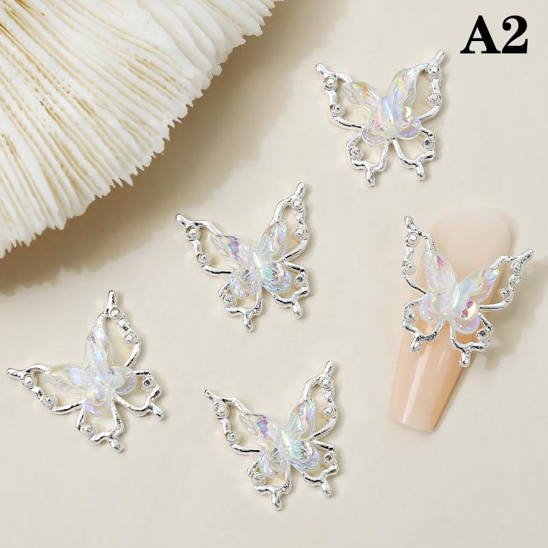 

Двойные бабочки для дизайна ногтей 3D сплава Aurora Ice Butterfly украшения для ногтей Стразы Diy ювелирные аксессуары A2