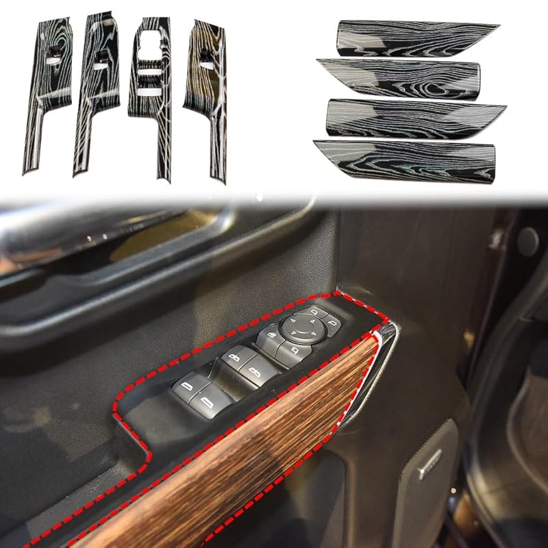Carbon Fiber Window Lift Switch Panel Cover Trim for 2019-2025 Chevy Silverado 1500/GMC Sierra 1500 for 2020-2025 Sierra/Silverado 2500 3500 HD
