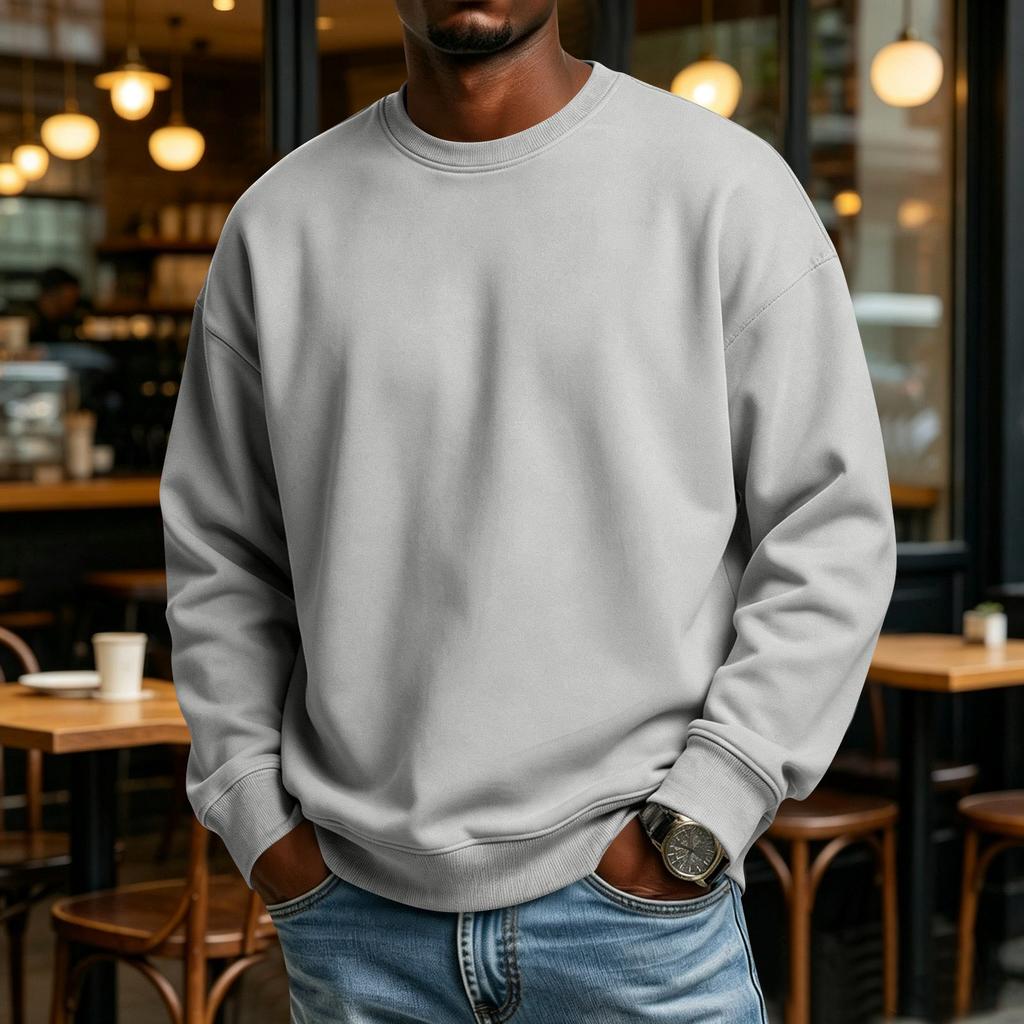 Men's Casual Long Sleeve Lined Sweatshirt for Outdoor Sports and Everyday Wear