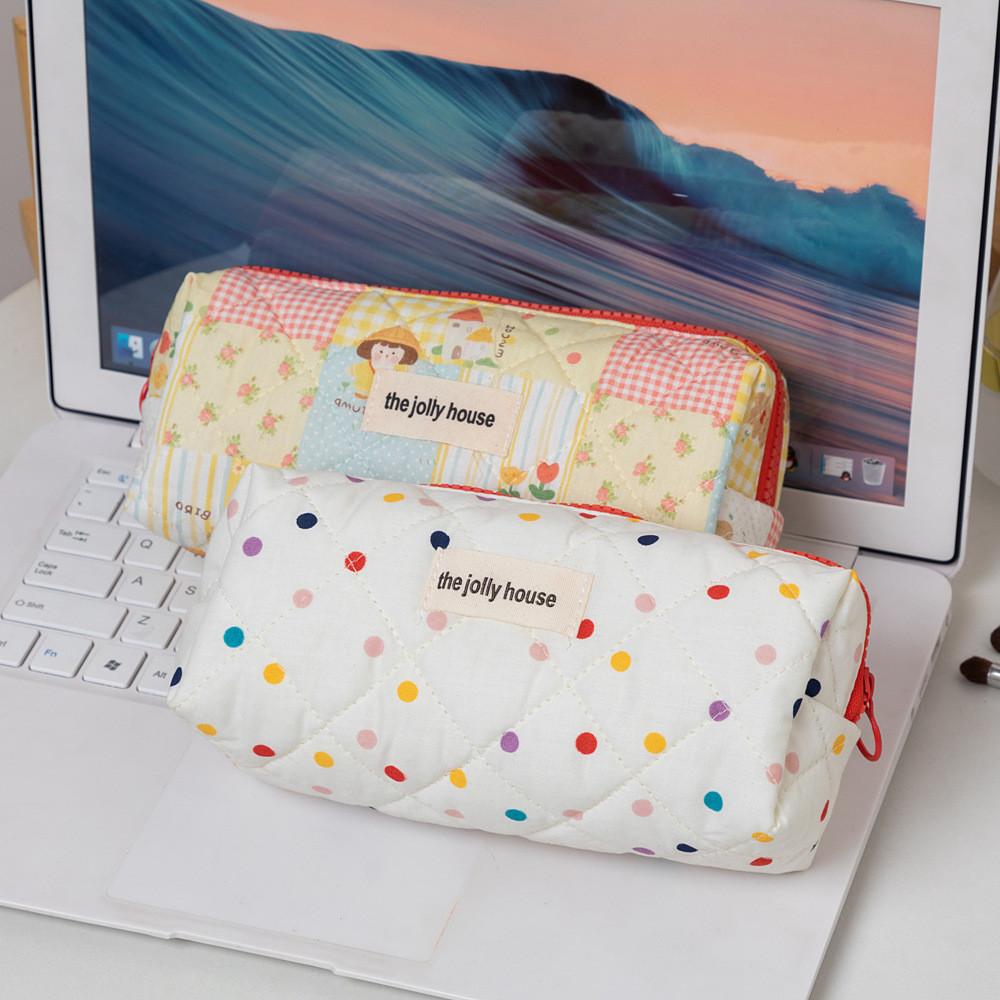Polyester Colorful Dot Makeup Bag With Large Capacity Portable Travel Organizer For Students