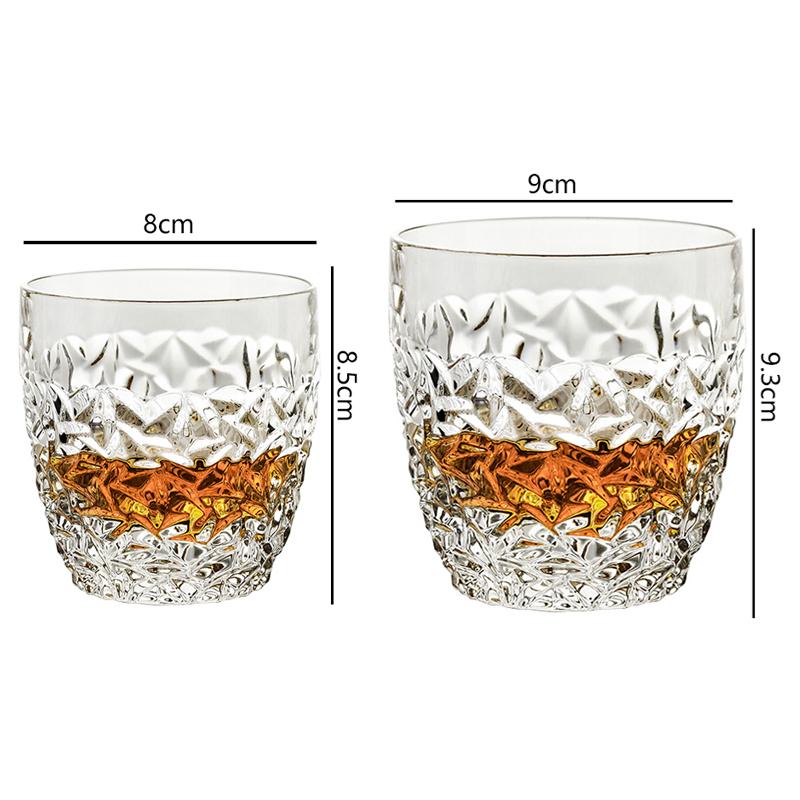 2pcs Sets Diamond Relief Whiskey Glass 250ml/350ml Cocktail Glass Transparent Beer Cup Luxury Wine Glasses Home Drinking Glasses