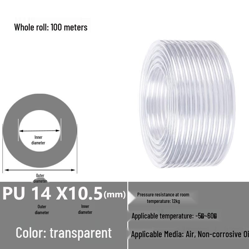Transparent High-Pressure Pneumatic Air Hose: 8x4.5, 6x3.7, 9x6, 12x9 Sizes