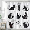1pc Extra Large Bathroom Shower Curtain - Black Cats & Mushroom Decor, High Quality Polyester Fabric Bath Curtain with Minimalis
