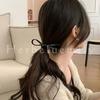 Herbeluemily Hair Tie Ribbon PU Leather 2-Piece Set Black Decorative Accessory Ornament Stylish Adult Brown Mixed HM-0020-R04-BKBN