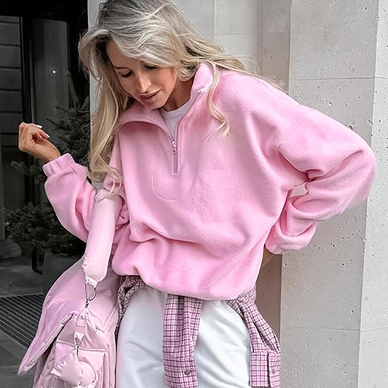 Women Top Hoodies French Simple Lazy Fashion Women's Sports Sweater Autumn and Winter New Solid Color Outer Top