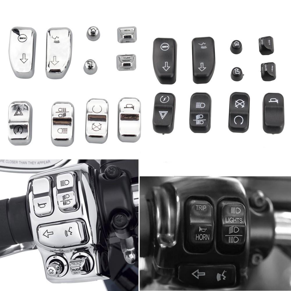 Moto Accessory Black Chrome Hand Control Switch Housing Buttons Caps For Harley Touring Electra Street Glide CVO 2014-2018 New