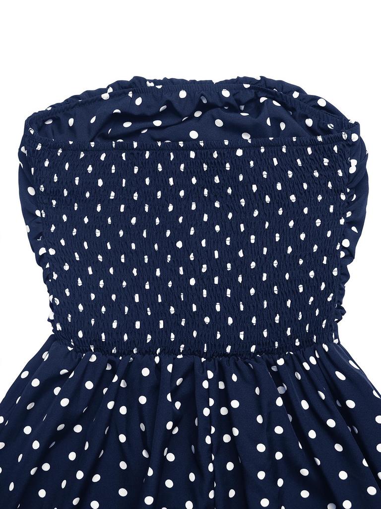 2026 Summer Elegant Retro Polka Dot Sleeveless Long Dress