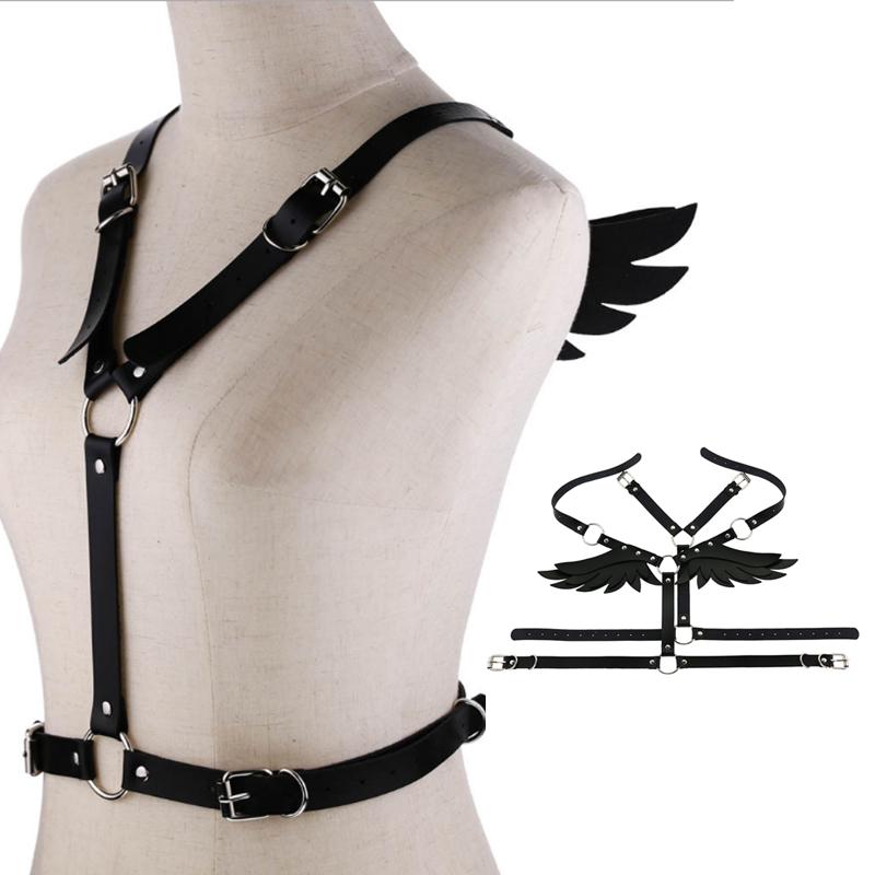 Women Gothic Sexy Leather Angel Body Harness Belt Angel Wings Harness Waist Belt