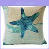 Luxurious 18" Blue Sea Animal Cotton Linen Sofa Pillow Case For Chic Home Decor