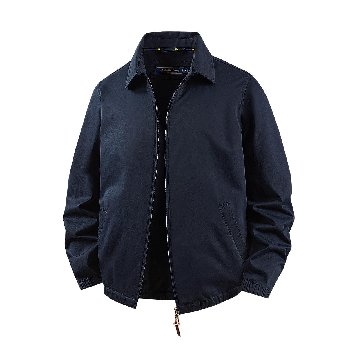 

Basi Xuan Ying Men s Retro Lapel Jacket: Casual American High-End Style for Spring and Autumn. XXL темно-синього кольору