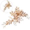 Bridal hairpin wedding banquet hair accessories handmade pearl edge clip women's luxury versatile metal floral leaf duckbill clip