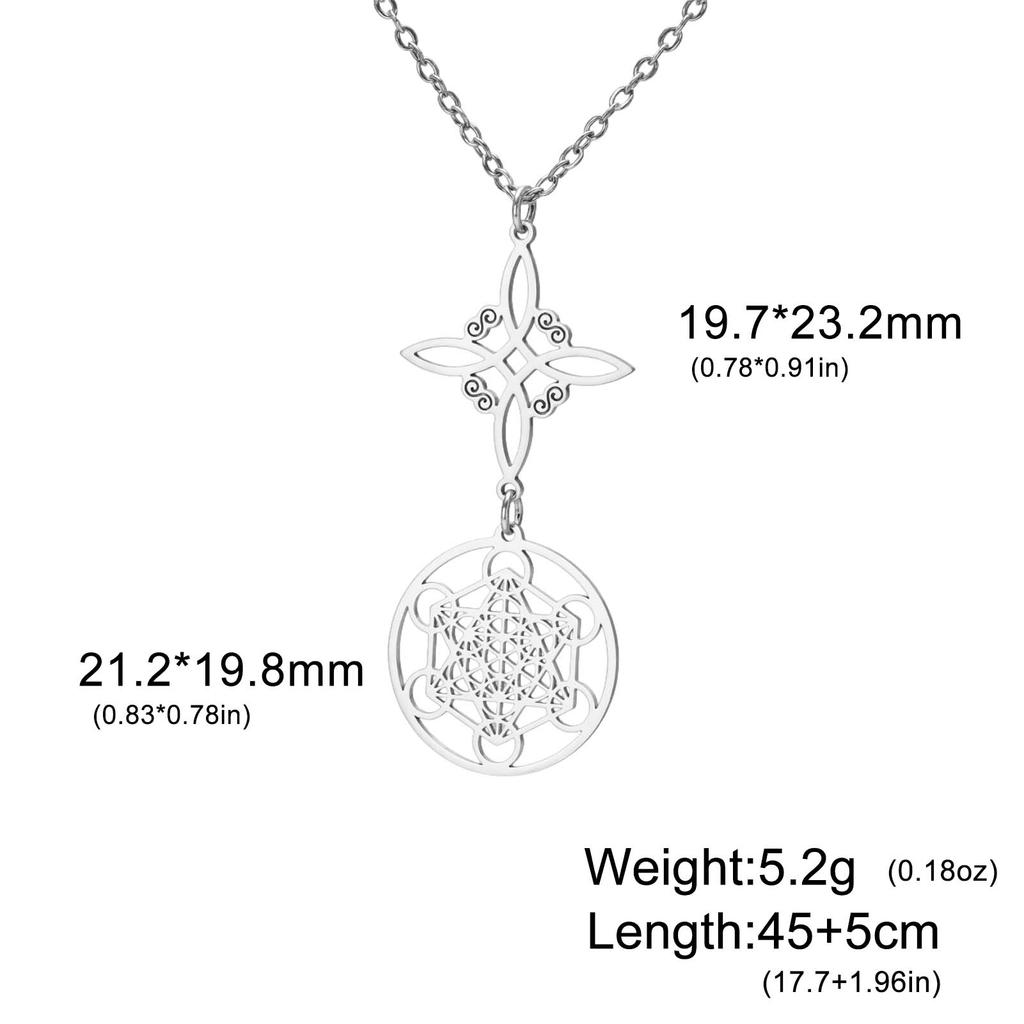 Wicca Witch Knot Necklace Stainless Steel Pentacle Tetragrammaton God Name Seal Pendant Chain Solomon Amulet Jewelry