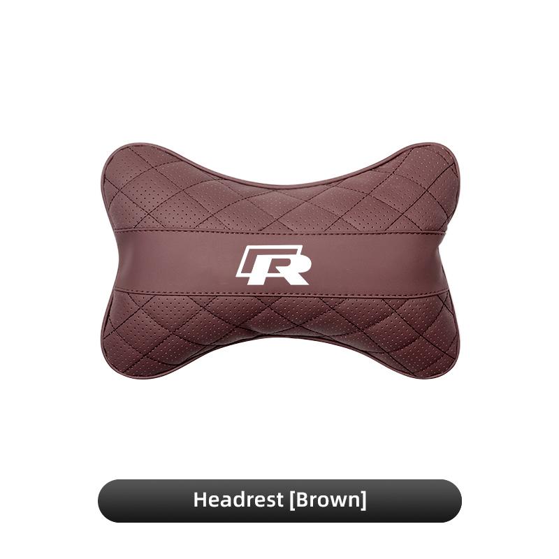 T26Car Seat Headrest Plaid Leather Neck Pillow For Volkswagen Golf Amarok T5 Phaeton Passat b6 Memory Foam Head Support Accessories