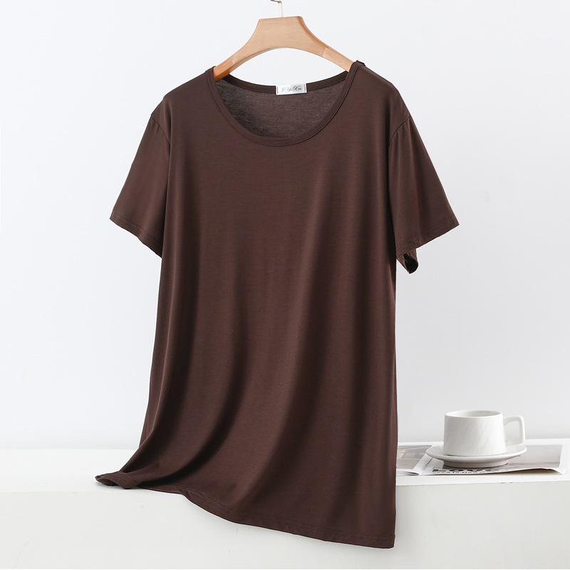 Damen Übergröße Modal Lockeres Kurzarm-T-Shirt