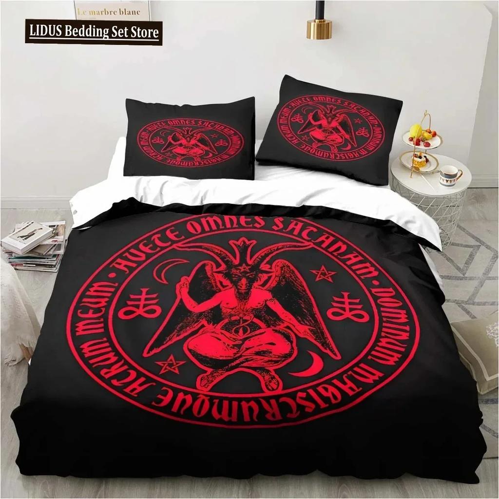 3D Print Satanic Bedding Demon Twin Bedding Hell Death Set Comforter Bed Duvet Cover Double King Home Textile Quilt Cover