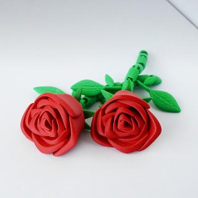 3D Printed Simulation Rose Model Plastic Funny Movable Joints Red Rose Novelty Crafts Rose Flower Figurines Wedding Anniversary