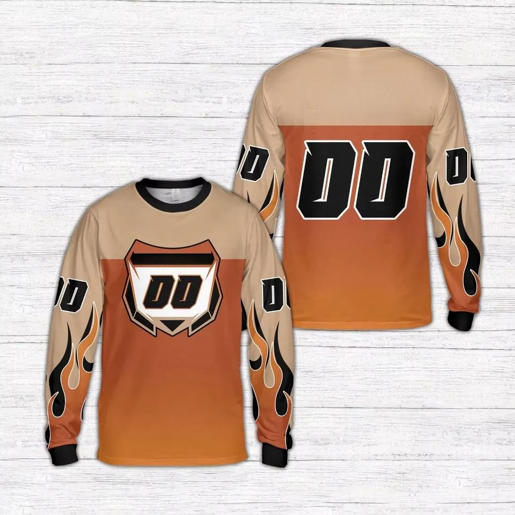 Autumn and Winter Men's 3D Printed Crew Neck Long Sleeve T-Shirt