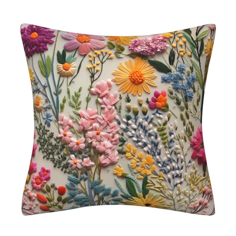 New Stereo Embossed Floral Pillowcase Cushion Cover with Digital Printing