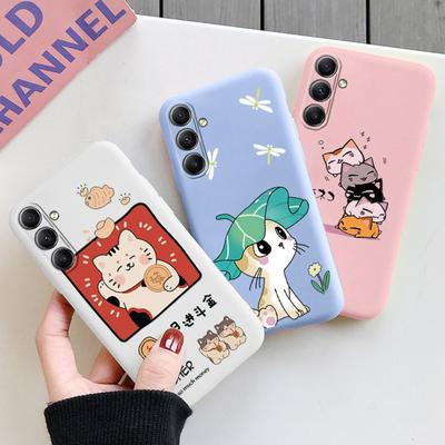 Měkké silikonové pouzdro se vzorem Cat pro Samsung A55 A35 M35 Xiaomi Redmi Note 13 Pro 13C iPhone 15 Ochranný kryt fotoaparátu Huawei Honor Realme proti nárazu