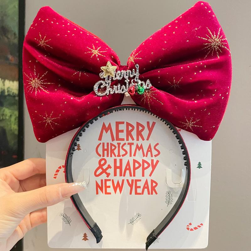 Red Velvet Antler Hairband Simple Christmas Eve Headwear Cute Hair Accessories Environmentally Friendly Christmas Headband
