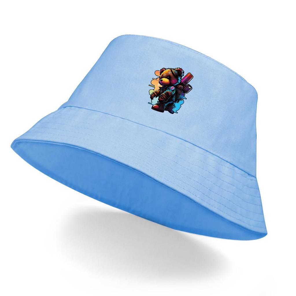 Pălărie Bucket cu Imprimeu Colorat cu Urși, Pălărie Cool Animal Fisherman Culoare Solidă de Vară Unisex pentru Plajă