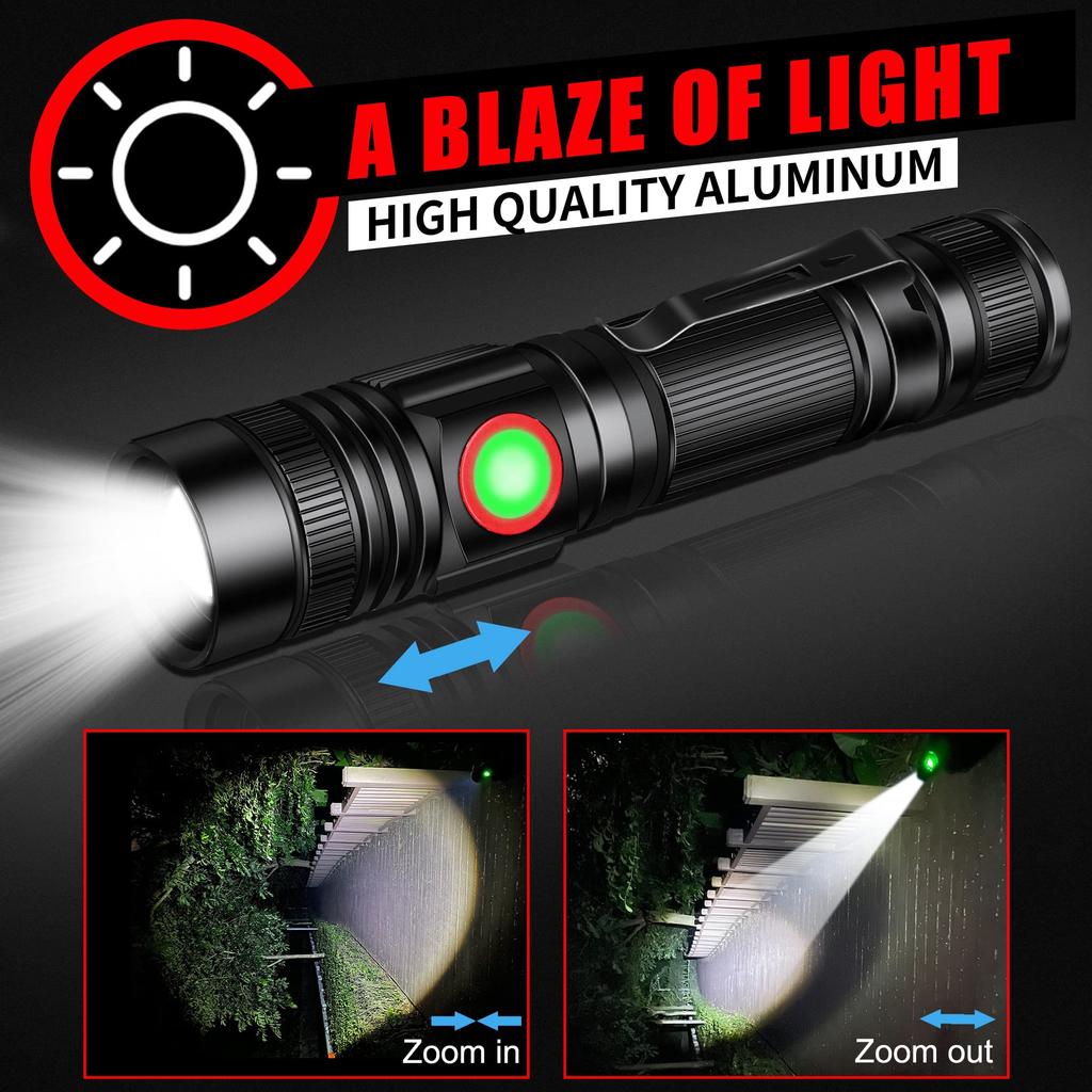 DARKBEAM LED Rechargeable 1000 Compact and Bright Pocket Handheld Flashlight for and with Flashlight, USB, Lumens, Flashlight, Zoomable, Waterproof,