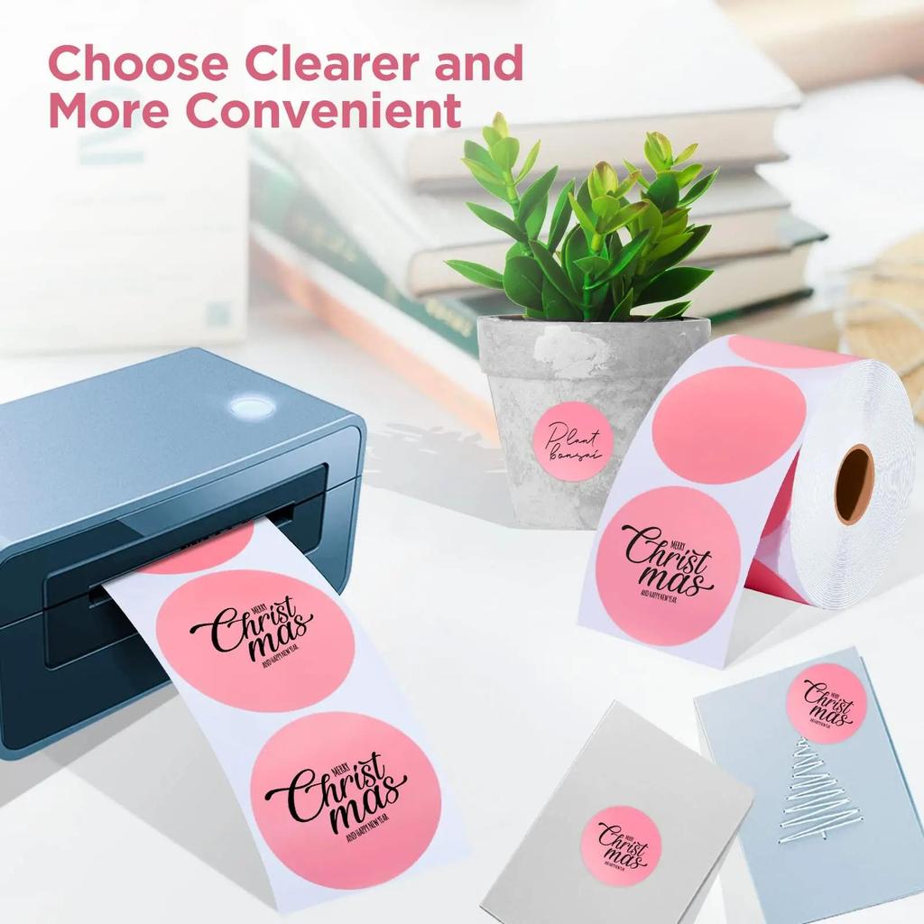 2 Inch Circle Thermal Sticker Labels Self-Adhesive Round Direct Thermal Multi-Purpose Roll Thermal Stickers-600 Labels/1 Roll