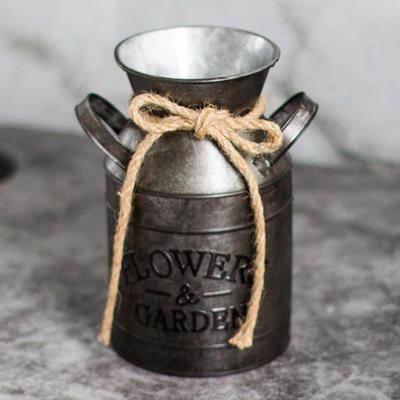 Vintage Milk Can Vase, , Galvanized Metal Rustic Shabby Holder for Wedding Outdoor Patio Office