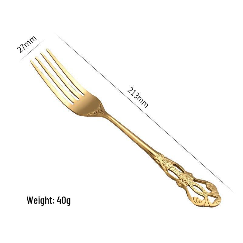 Royal Court Embossed Stainless Steel Cutlery Set – Retro Hollowed Knife, Fork, and Spoon