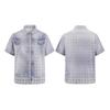 2026 Plaid Splicing Denim Short-sleeved Shirt Old Design Lapel Loose Version Personalized Trendy Men's and Women's Tops