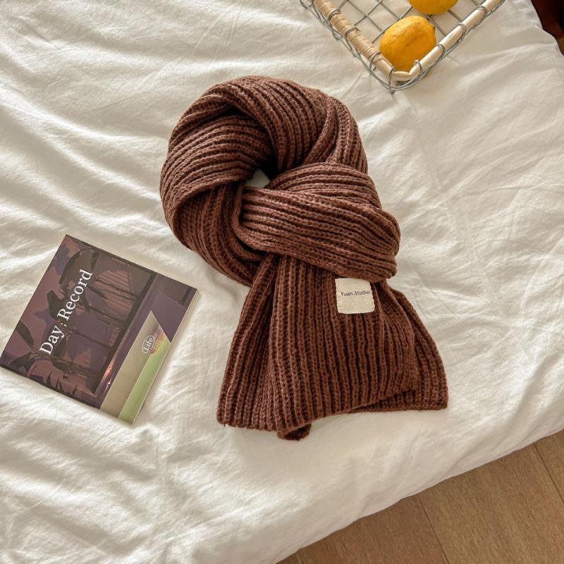 Solid color new scarf women's autumn and winter simple versatile scarf student couple knitted wool warm scarf