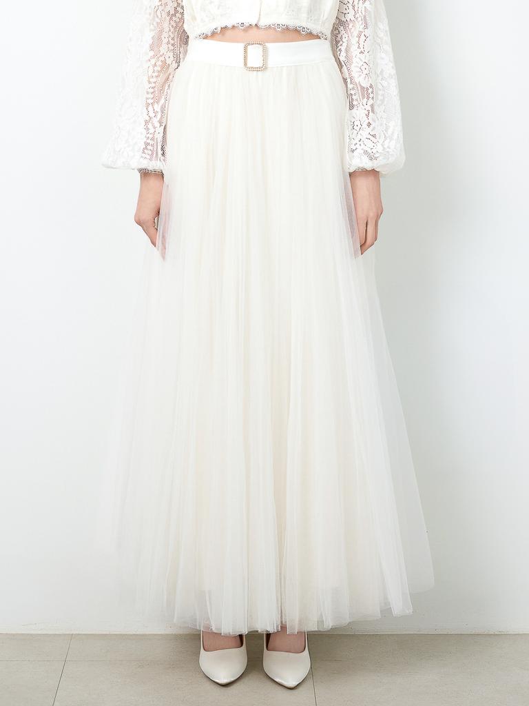 Loe Rosalie Tulle And Rayon Satin Maxi Skirt