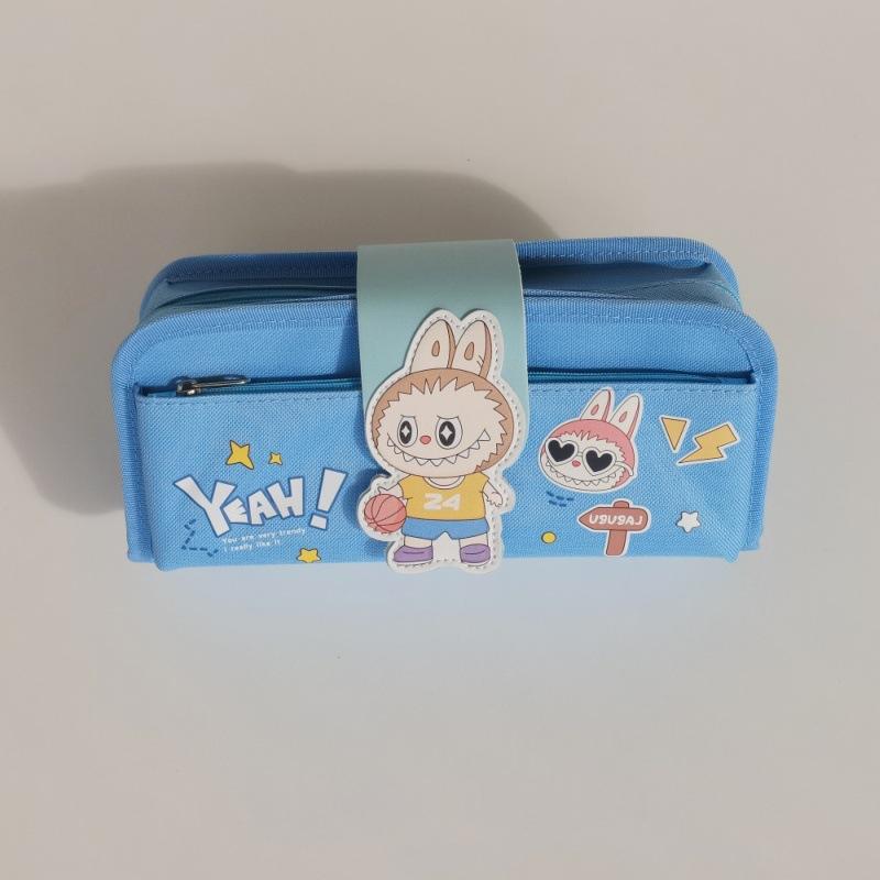

New Little Monster Large Capacity Pencil Case Multifunctional Student Cartoon Velcro Stationery Case Boy Pencil Case небо синє кольору
