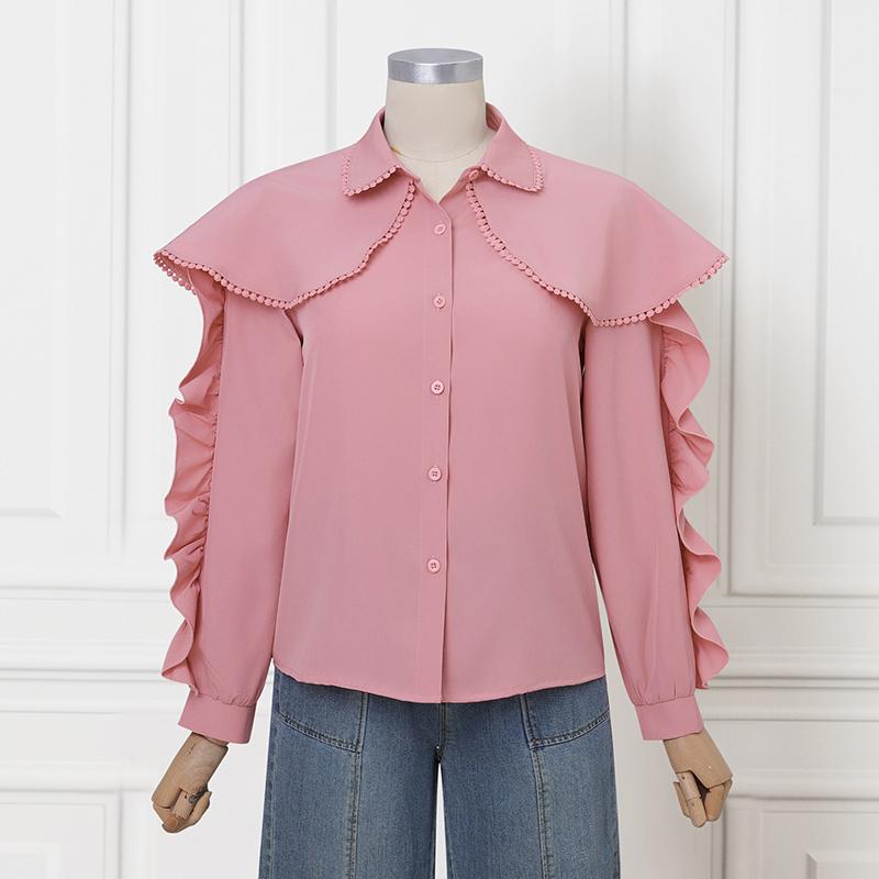 ZANZEA Women Casual Doll Collar Loose Long Sleeve Blouse