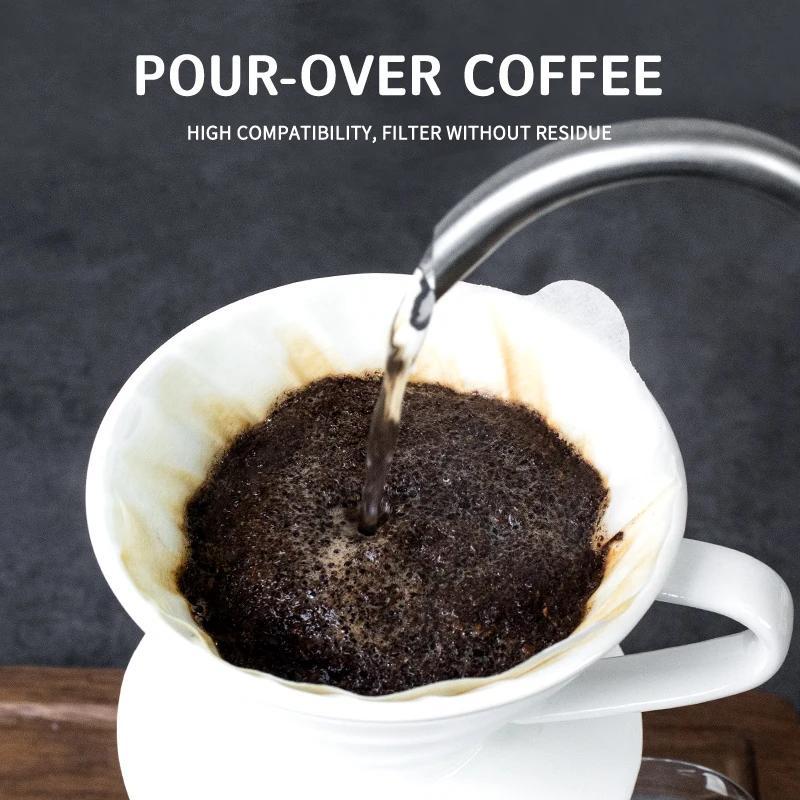 Hârtie de filtru de cafea Suport de unică folosință Filtre de con de turnare Fibre naturale de bambus 100 buc pentru prepararea cafelei Barista