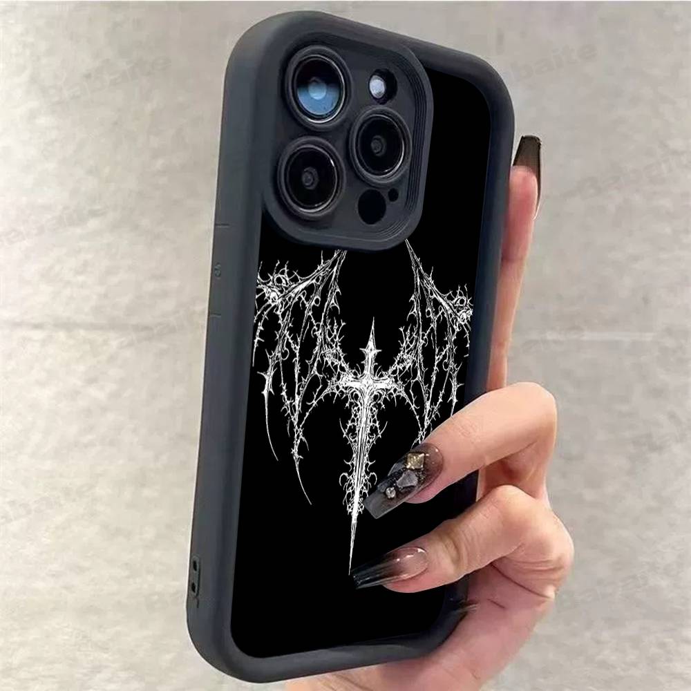 Gothic Cyber Sigil Cross Phone Case For iPhone 17 16 15 14 13 12 11 Pro Max 16E Plus INS Soft Cover