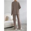 Women's Knitted Sets Autumn and Winter Long-sleeved V-neck Loose Pitted Top + Casual Straight Pants Two-piece Set