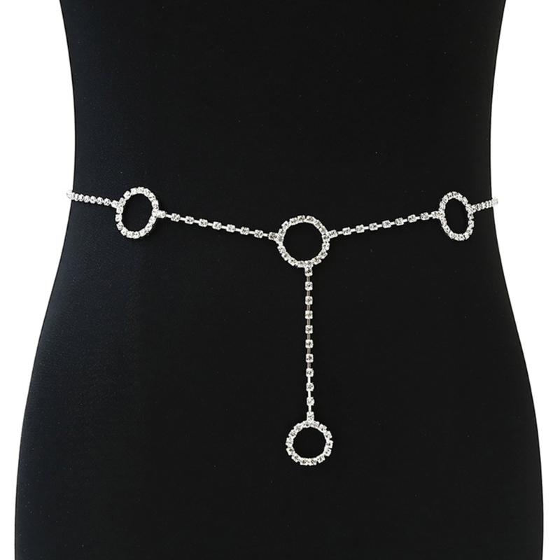 Delicate Rhinestone Dangle Waist Chain Alloy Shinning Body Chains Summer Body Jewelry Accessories for Women and Girls