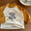 Kids Thermal Cartoon Print Long Sleeve T Shirt Mid High Neck Block Base Layer Top For Spring Autumn