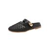 Round head fishing net hole shoes women's new one-pedal with skirt single shoes women's fashion flat slippers