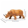 Wood Grain Rhino Statue Ebony Base Figure Realistic Rhinoceros Sculpture for Desktop, Shelf
