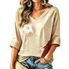 Women's V-Neck Mexico Soccer Print Lightweight Top for Spring and Summer