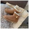 Sheepskin and fur integrated snow boots for women's winter new warm thickened men's short tube thick bottom velvet
