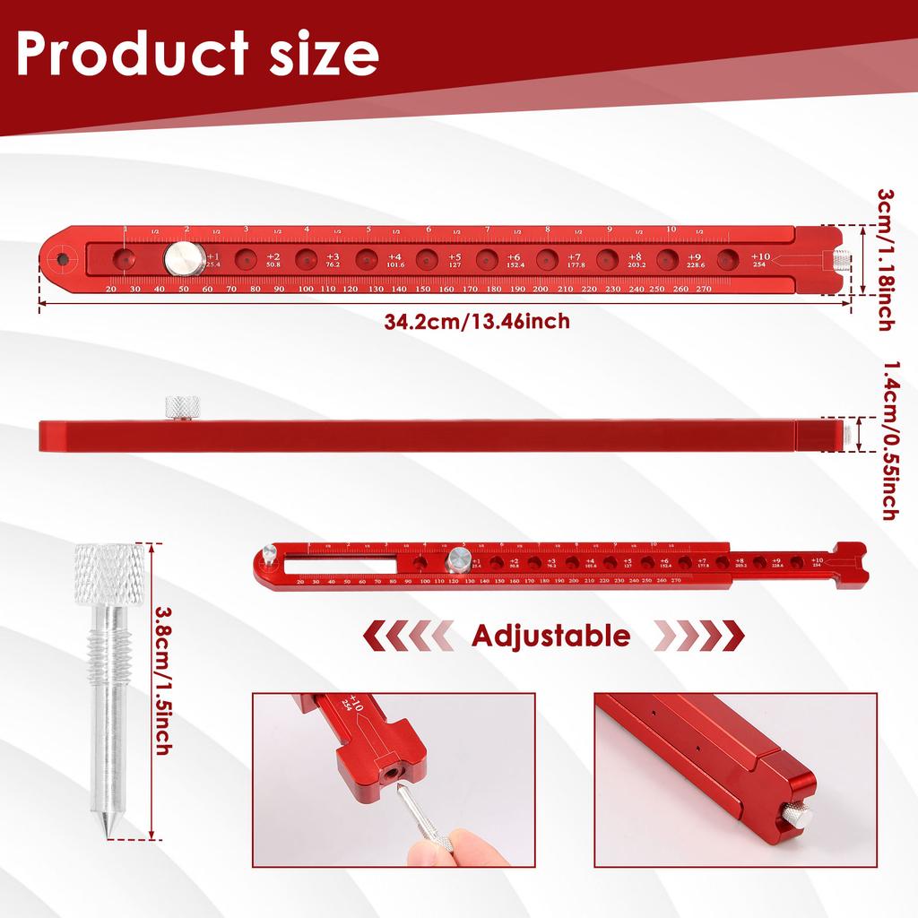 Woodworking Compass Scriber Imperial/Metric Aluminum Alloy Carpenter Compass Tool Adjustable Wood Circle Drawing Scribing Tool
